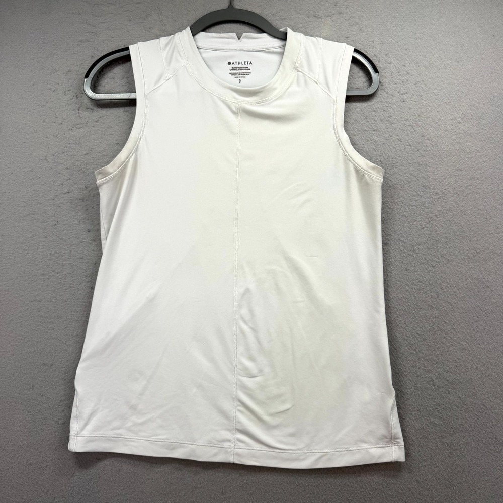 Athleta Sunchaser Tank Top Womens Petite Small White Subtle Textured Athleisure